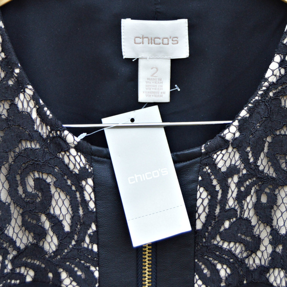 Chico’s Pieced Ponte Lace-Mix Faux Leather Jacket - Picture 6 of 7